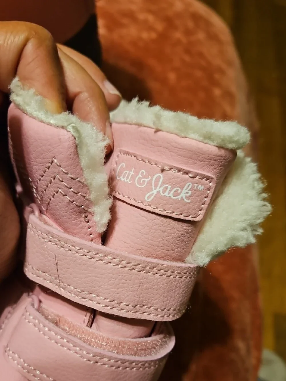 Cat &jack Pink and Gray Kids Snow Boots with Faux Fur Cuff 10t
